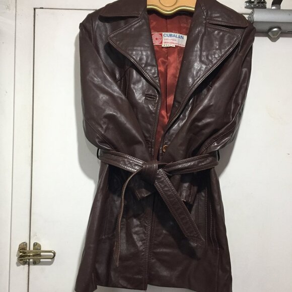 VINTAGE CUBALAN BELTED LEATHER JACKETS SIZE 10 - Picture 7 of 15